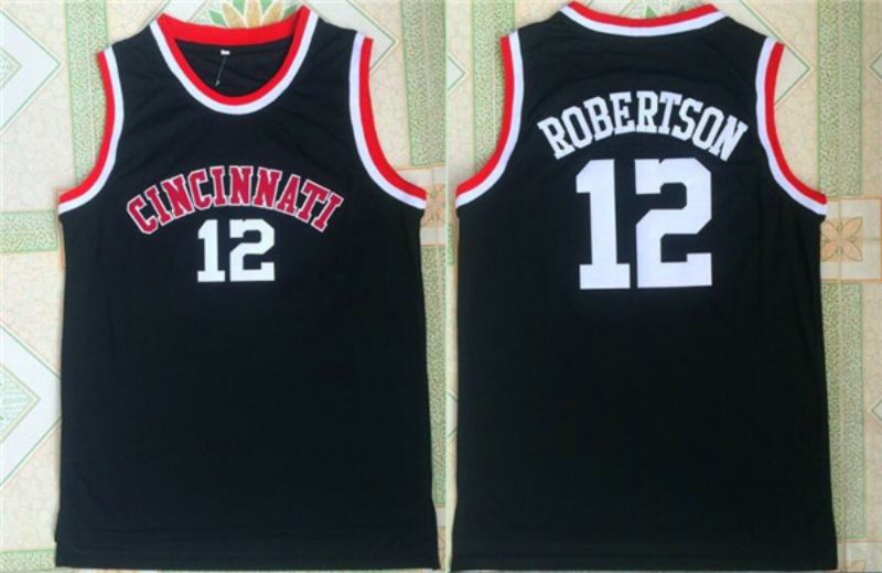 Men University of Cincinnati #12 Robertson Black NBA NCAA Jerseys->more ncaa teams->NCAA Jersey